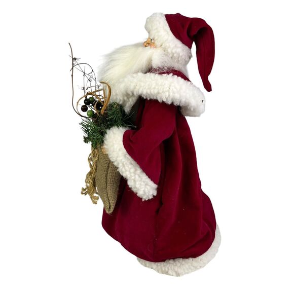 Vintage Santa Tree Topper Tabletop Figure 16” Red Robe Fur Christmas Decor - Picture 4 of 7
